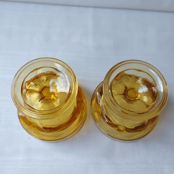 (2) Vintage Anchor Hocking Fairfield Footed Amber Glass Sherbet Ice Cream Cups - Picture 6 of 8